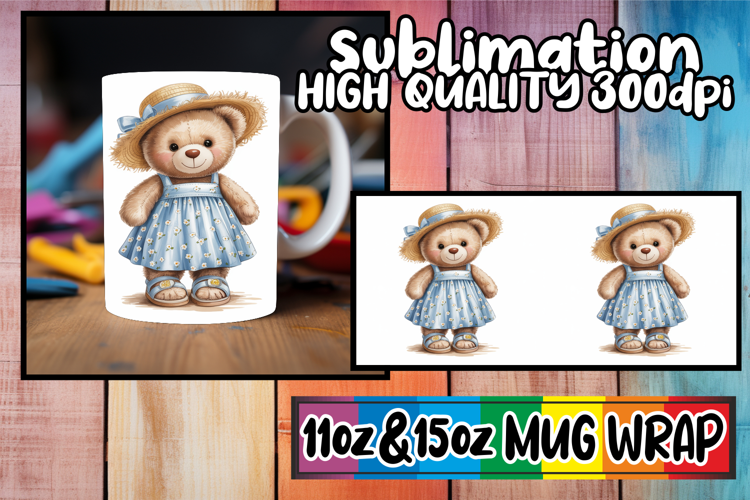 Captivating colors sublimation wrap, Teddy Bear