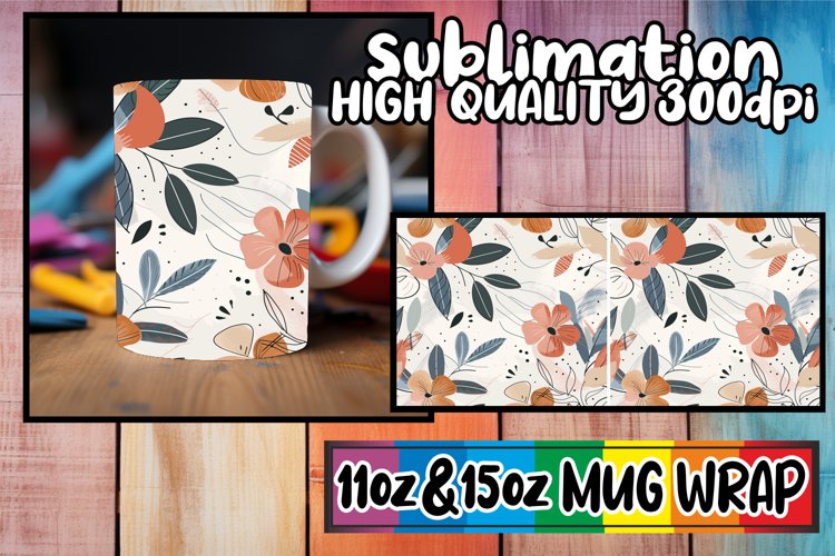 Colorful Spring Abstract Strokes Mug Wrap 11oz 15oz Sublimat example image 1