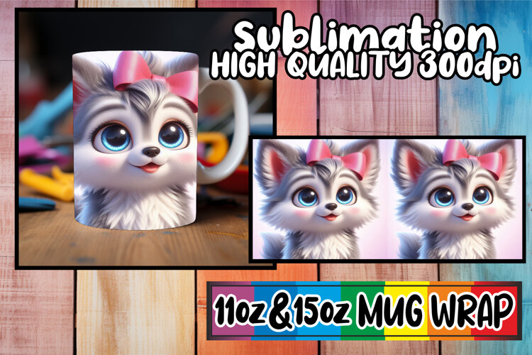 Blissful mornings 11oz 15oz sublimation wrap, 3D Dog example image 1