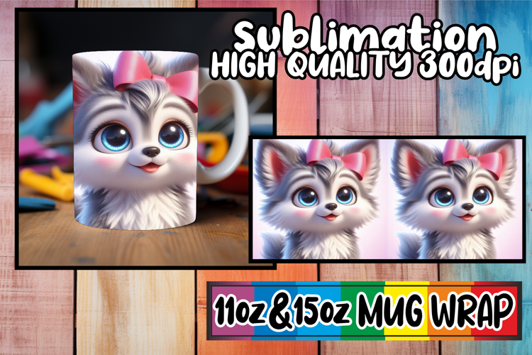 Blissful mornings 11oz 15oz sublimation wrap, 3D Dog