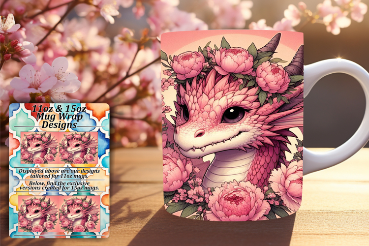 Sophisticated 15oz Mug Wrap Png Design , Dragon