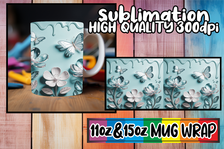 Sunny outlook 11oz 15oz mug wrap, 3D Flowers