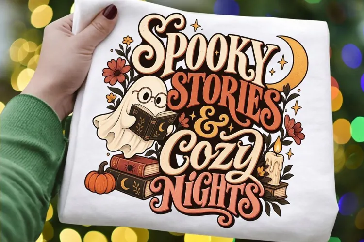 Spooky Stories and Cozy Nights PNG, Halloween Ghost Reading