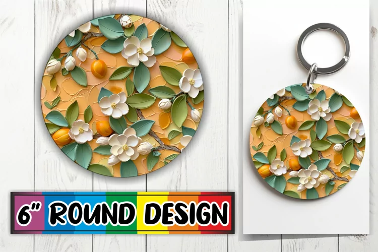 Blooming 3D Keychain Round Design