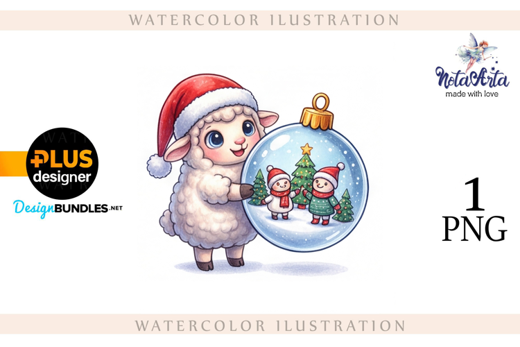 Christmas Sheep in Watercolor Style