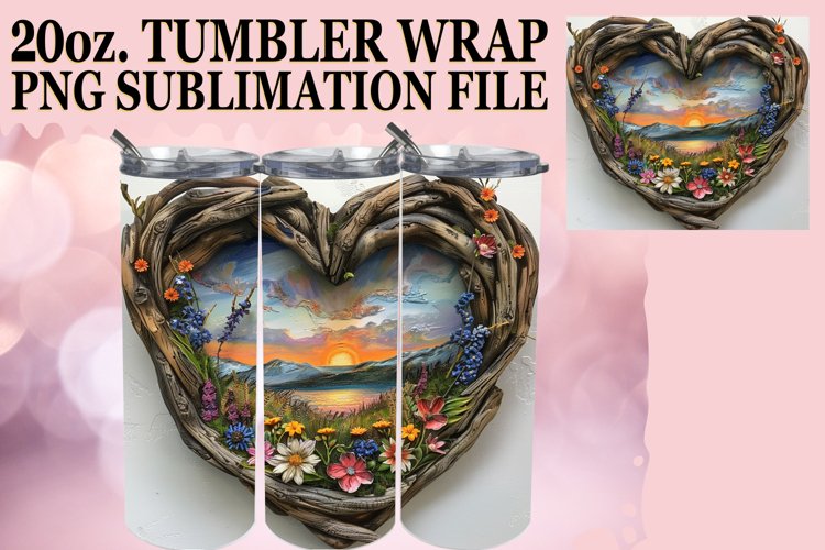 Flower Fields Tumbler Wrap Sublimation - 20oz example image 1