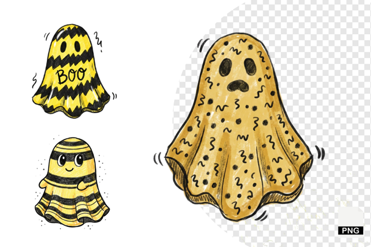 Doodle Halloween Ghosts PNG