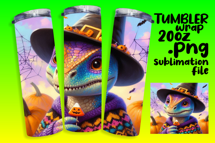 VIBRANT 20oz Tumbler Artwork for Gifts , Halloween Dino
