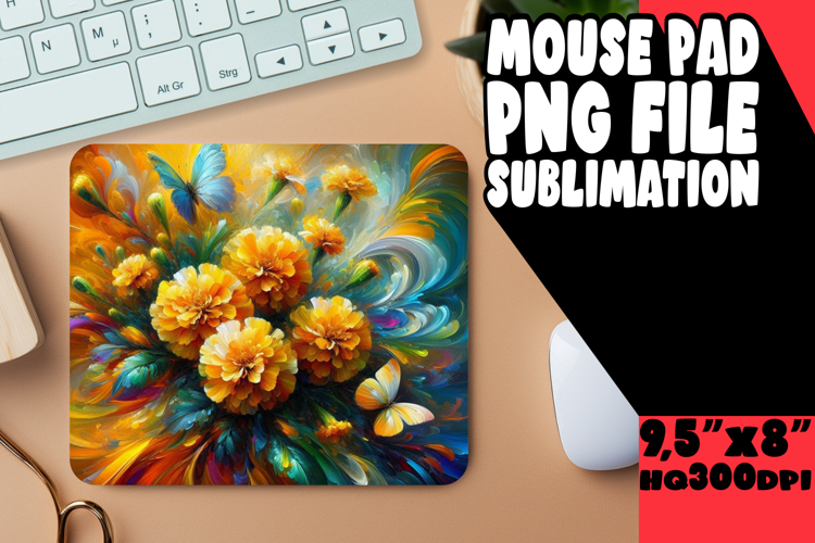 Cheerful Mouse Pad Design PNG, Flowers