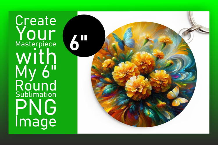 Bright Round Design Sublimation Template , Flowers