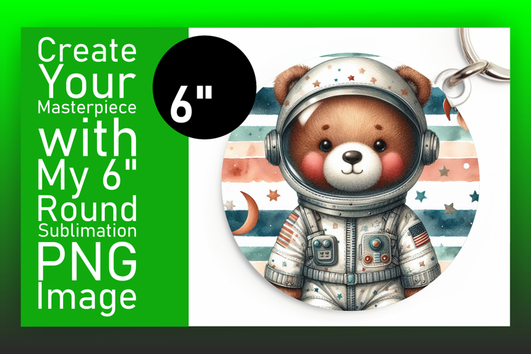 Whimsical Round Design Keychain PNG , Teddy Bear