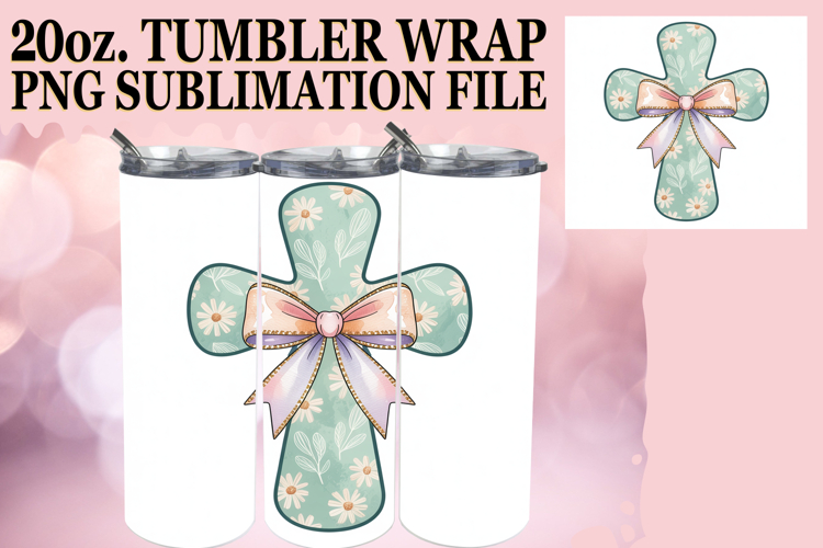 JOYFUL WHISPERS 20oz TUMBLER WRAP, Cross and Bow