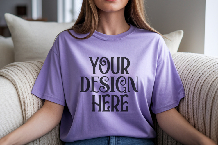 Violet Comfort Colors 1717 T-shirt Mockups,1717 Mockups