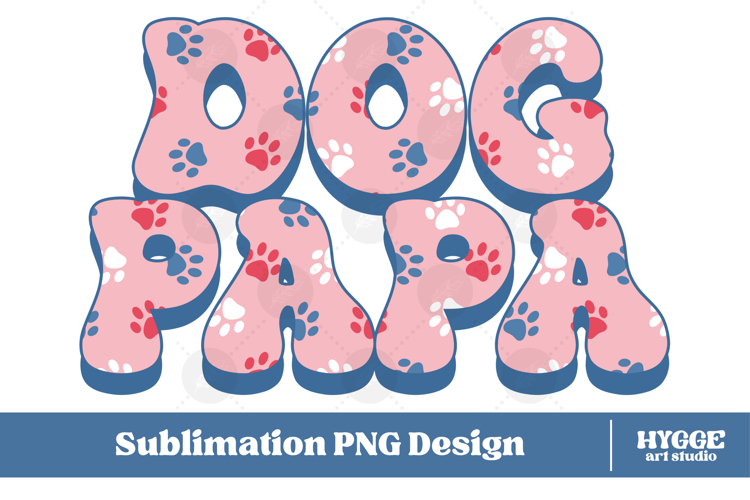 American Dog Papa 4th of July USA Paw DTF PNG Sublimation
