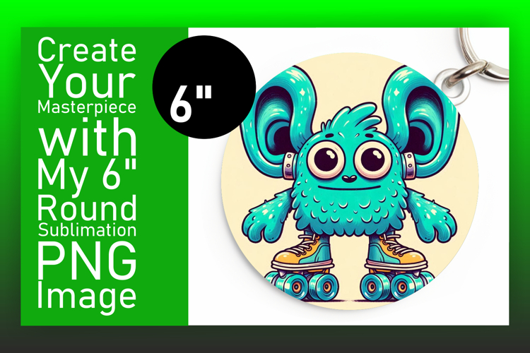 Cute Round Design Coaster Template , Monster