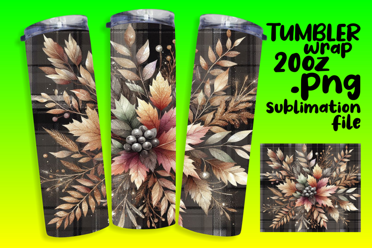 Sublimation Graphics for 20oz Tumbler , Autumn Flower