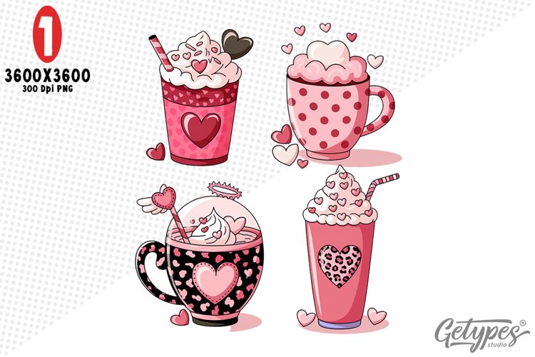 Valentine Coffee Sublimation Clipart - High Quality Design