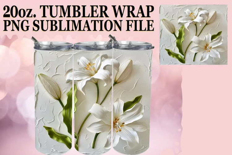 White Flower Serenity: Sublimation 20oz Tumbler