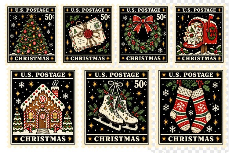 Cute Christmas Postage PNGs example image 1