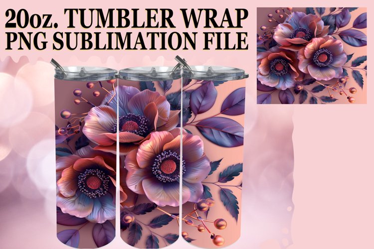 Summer Glitter Bloom Tumbler Wrap - 20oz Sublimation