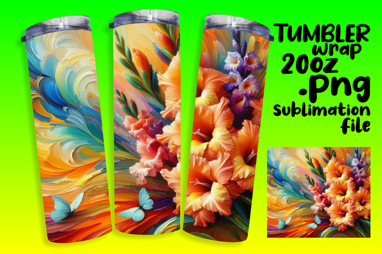 VIBRANT 20oz Tumbler Wrap PNG , Flowers