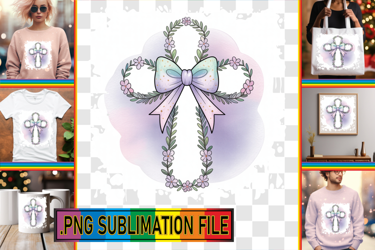 Sweet TSHIRT Ideas PNG, Cross and Bow