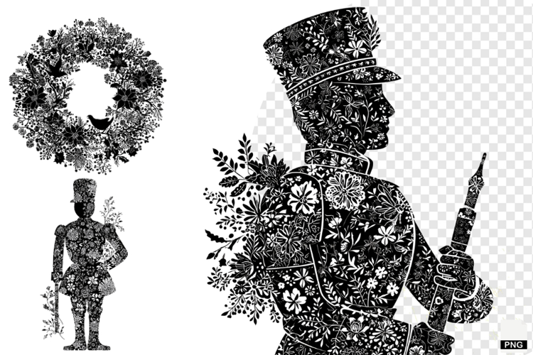 Chinoiserie Christmas Silhouette Clipart