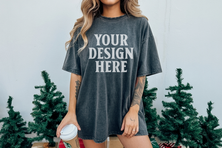 Christmas Comfort Colors 1717 Pepper TShirt Mockup, CC 1717