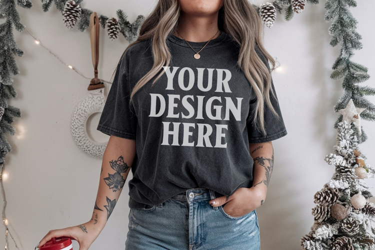 Pepper Christmas Comfort Colors 1717 TShirt Mockup, CC 1717