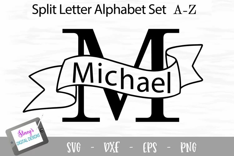 Split Letters A-Z - 26 Split Monogram SVG files with banners