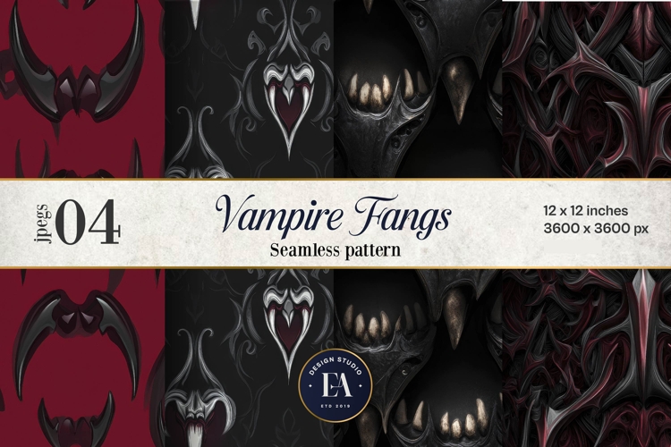Vampire Fangs Pattern, Dark Gothic Teeth Digital Paper