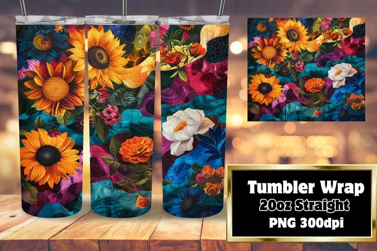 Vibrant Embroidered Pattern Tumbler Wrap