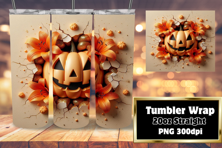 VIVID 20oz Tumbler Wrap for Creative Ideas , 3D Pumpkin