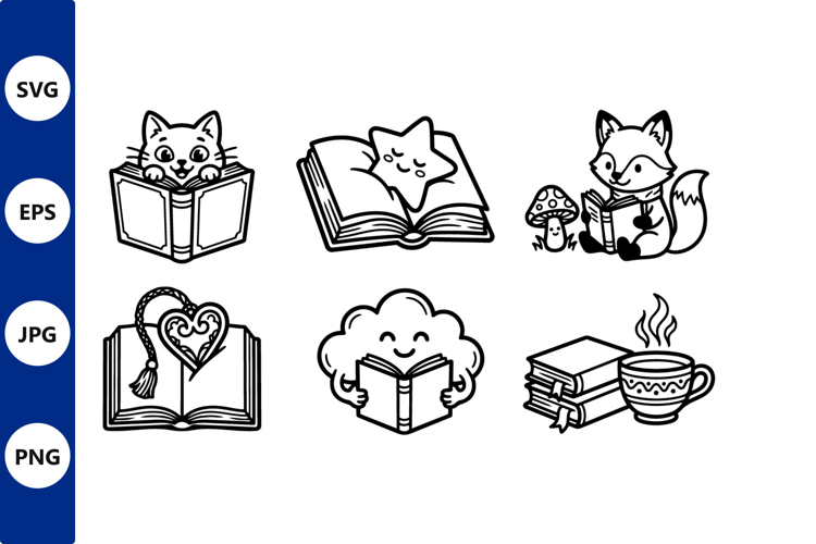 reading animals vector for crafts and decor