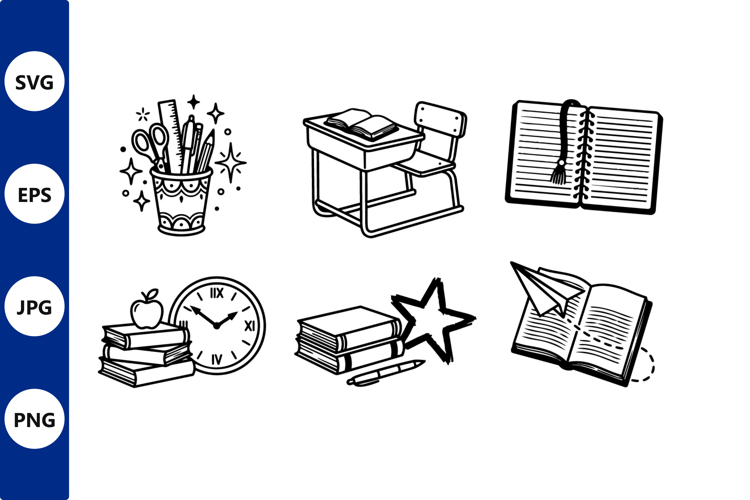 Educational supplies line art vector