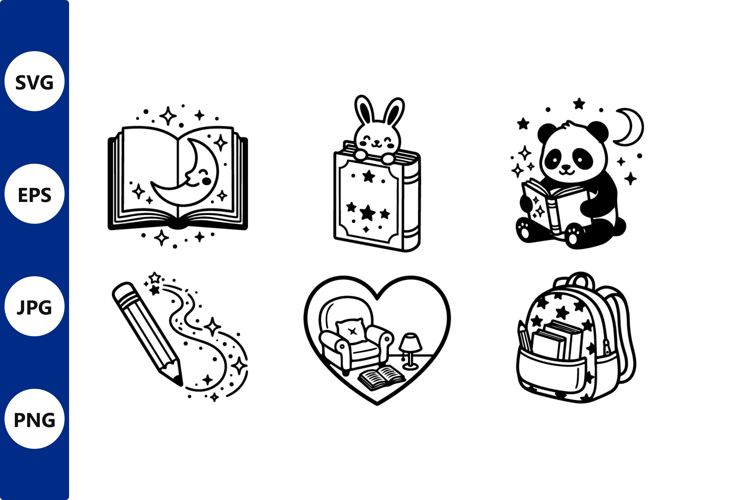 bedtime reading characters with backpack vector design