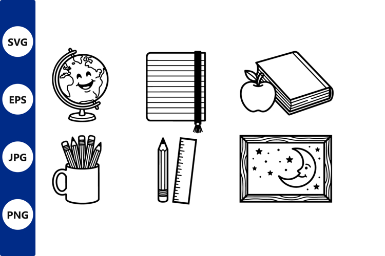 vector line art school supplies educational