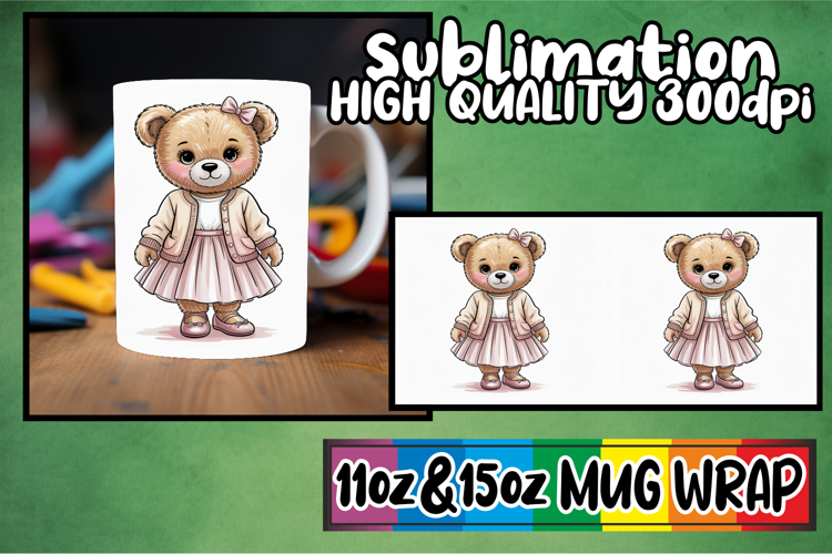 Tender moments sublimation print wrap, Teddy Bear