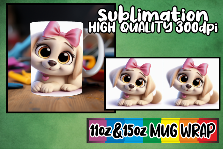 Uplifting moments 11oz 15oz sublimation wrap, 3D Dog