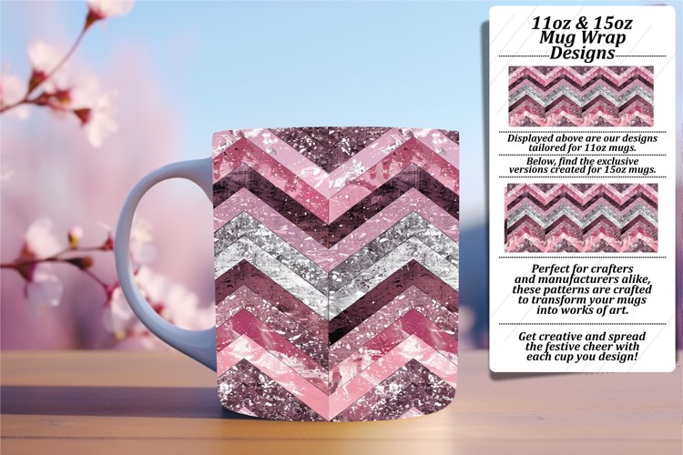 Glitter Stripe Mug 11oz/15oz Wrap with Colorful Patterns
