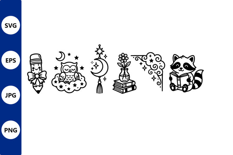 vector line art owl cloud raccoon