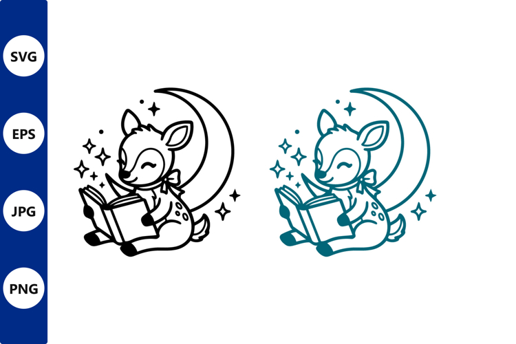 deer reading book vector design