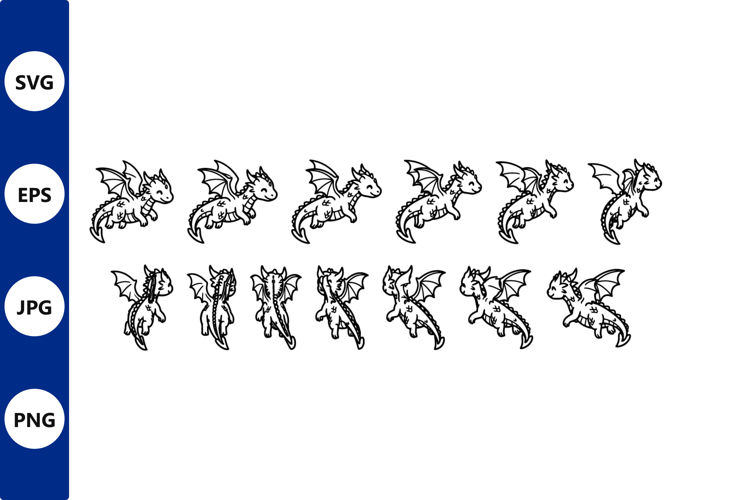 line art dragons set