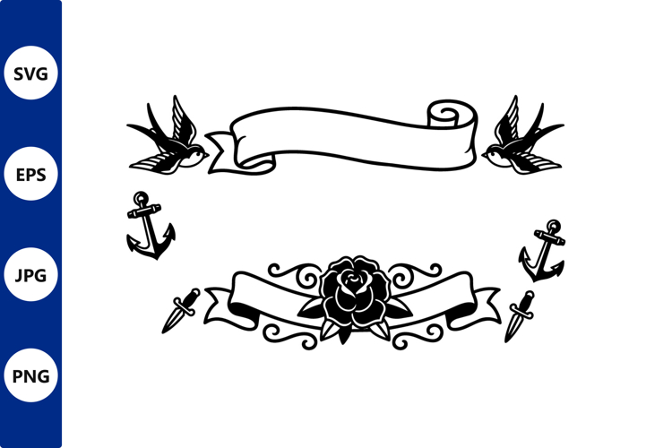 Swallow Banner Tattoo Vector