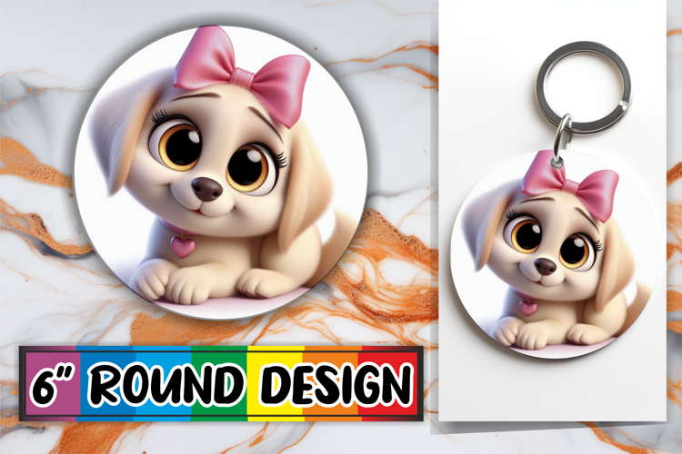 Enchanted Circle Keychain Magic PNG, 3D Dog