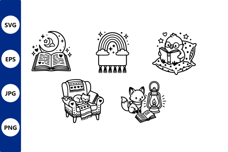 cozy reading doodles in vector art