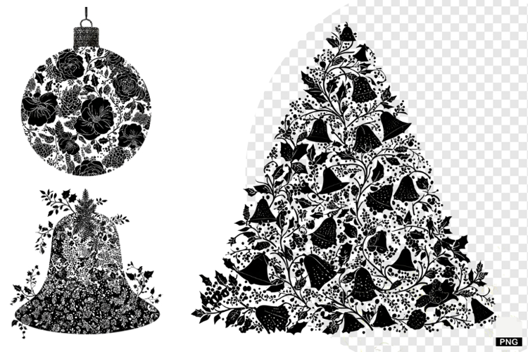 Chinoiserie Christmas Silhouette Clipart