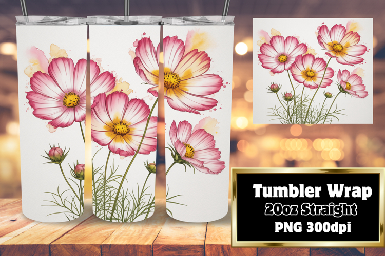 SLEEK 20oz Sublimation Tumbler Template , Flowers