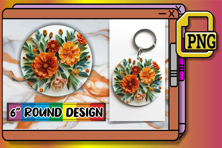 Vibrant 3D Blossom Circle & Keychain