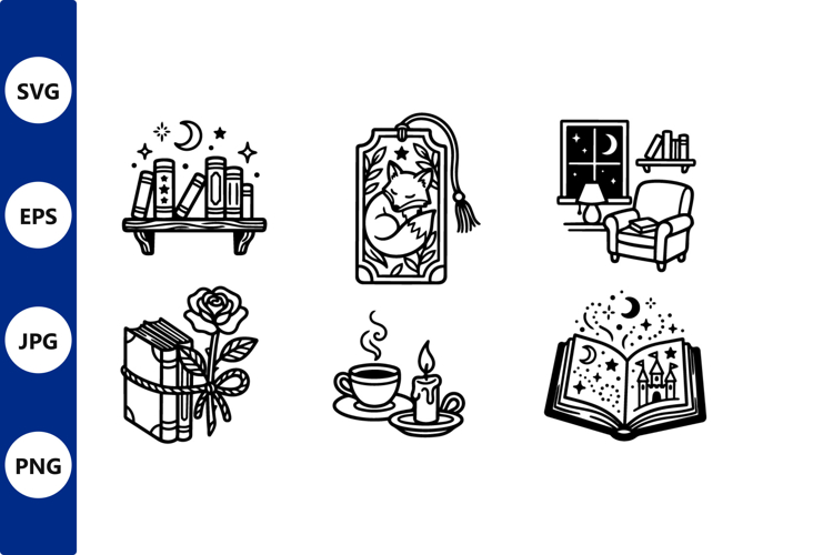 Cozy reading icons